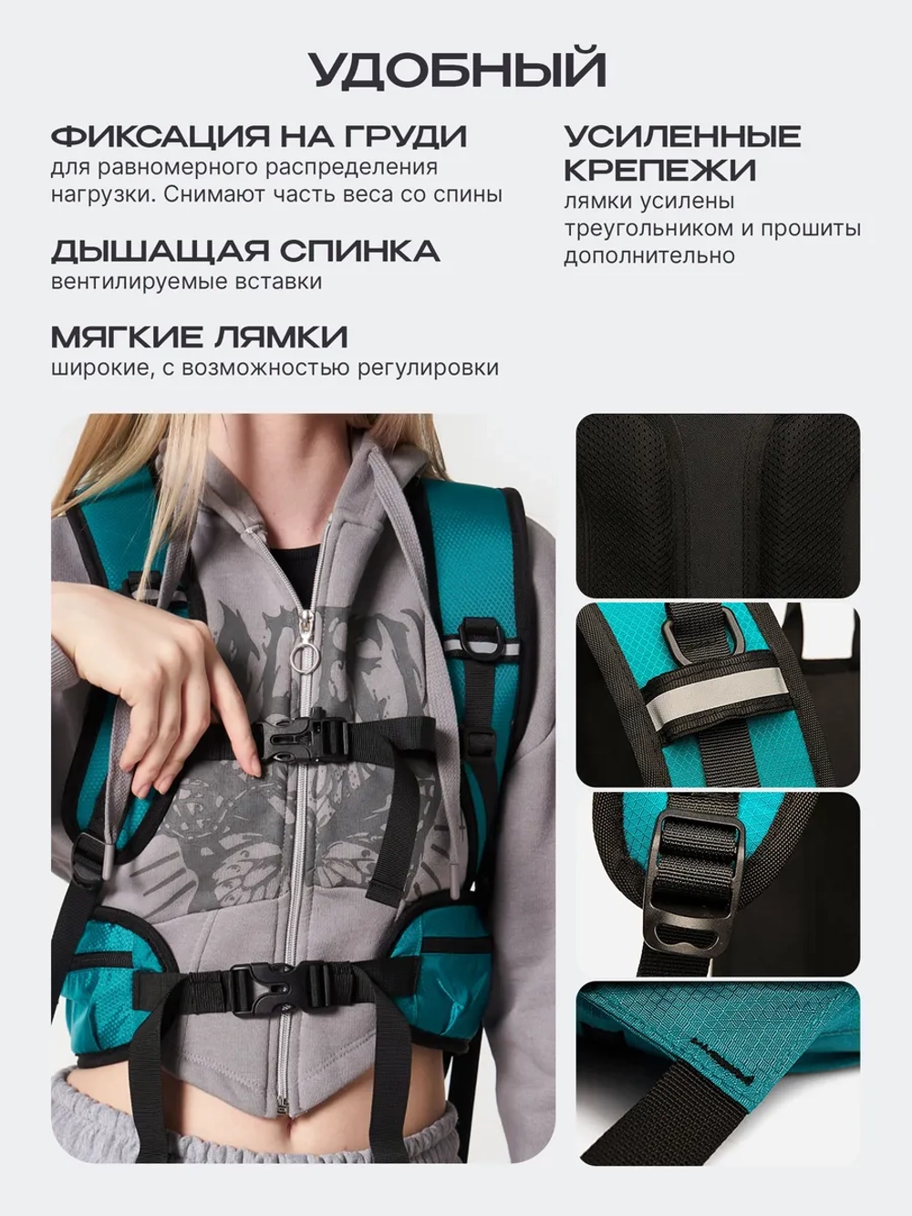 Рюкзак спортивный туристический бирюзовый для велоспорта