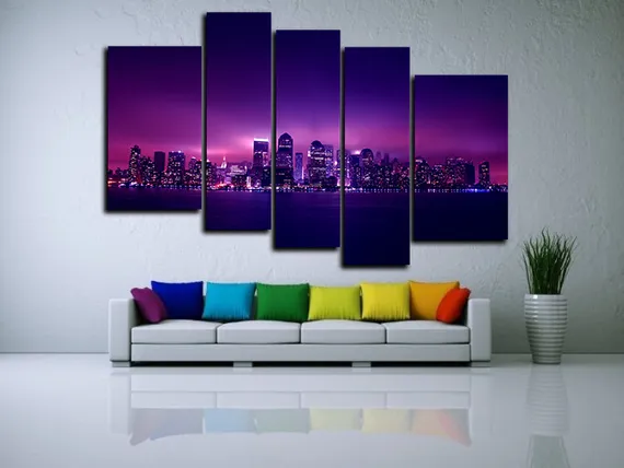 Модульная картина "Мерцающий город"