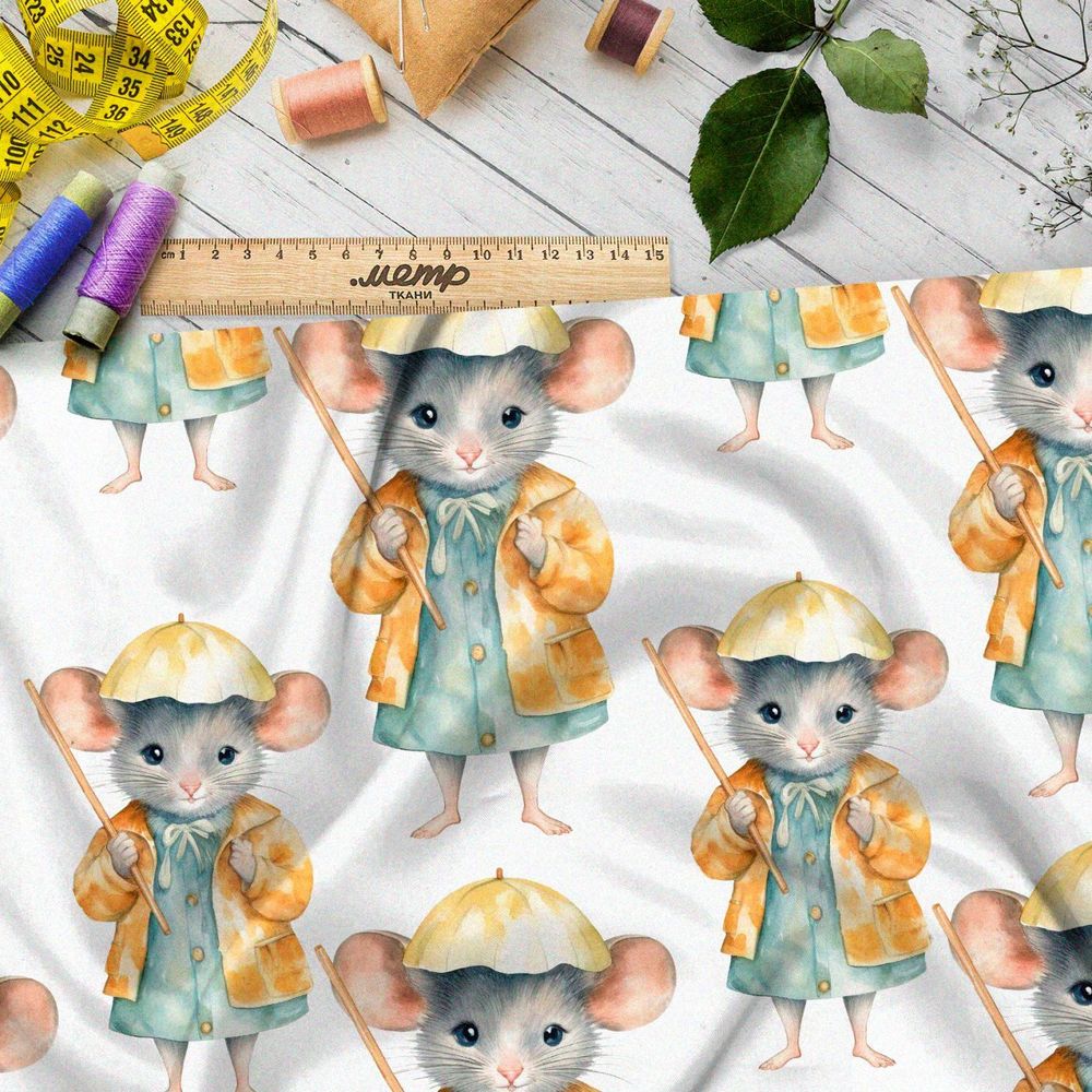 Ткань премиум Оксфорд 600D осенние мыши