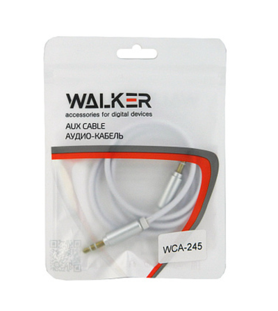 Кабель AUX WALKER WCA-245, 3.5мм, в пакете, белый
