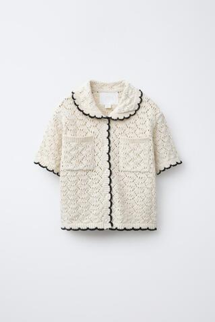 ZARA ТРИКОТАЖНОЕ ПОЛО, ЭКРЮ
