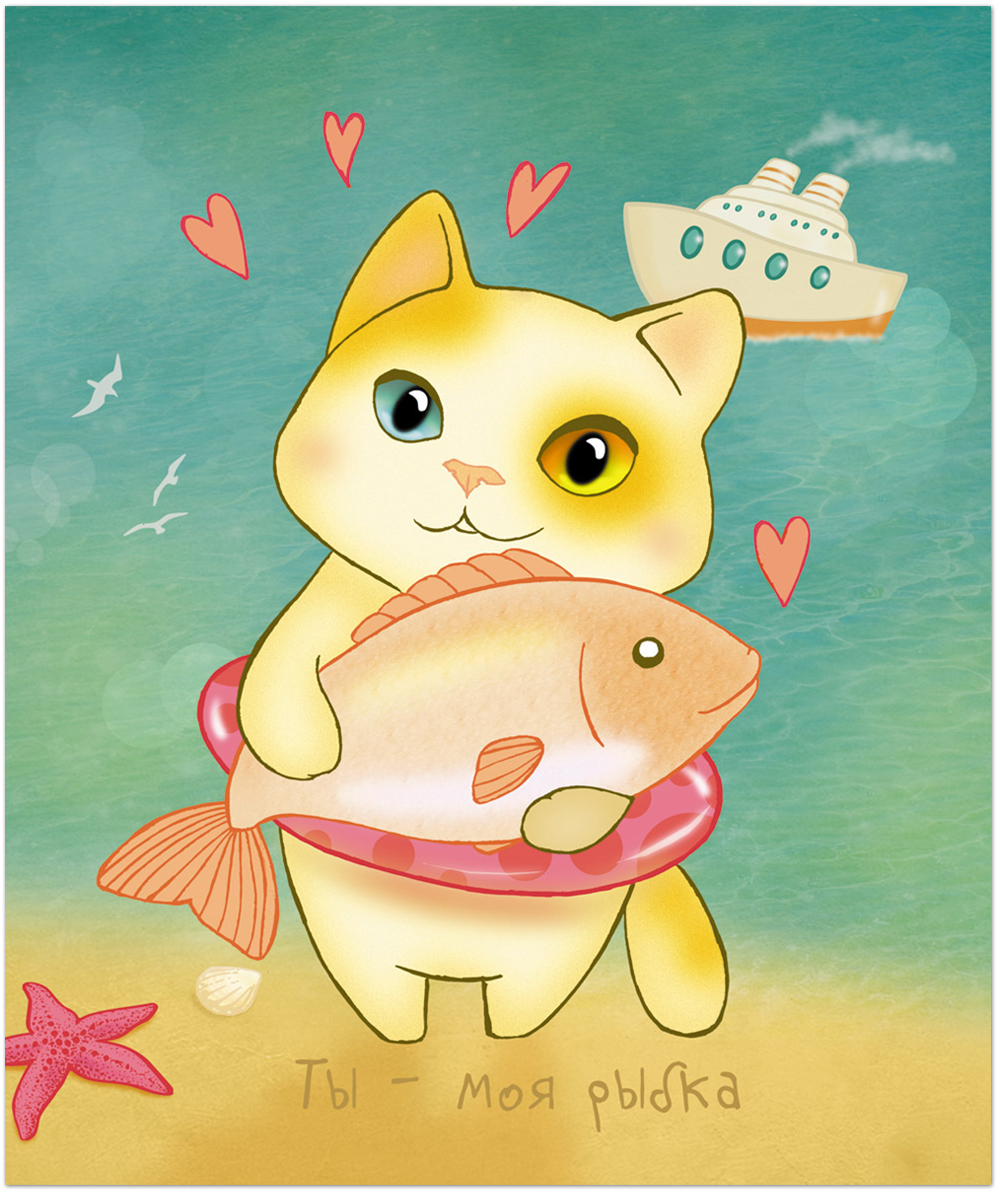 Тетрадь общая 48 листов на скрепке "Кошечки мимими"