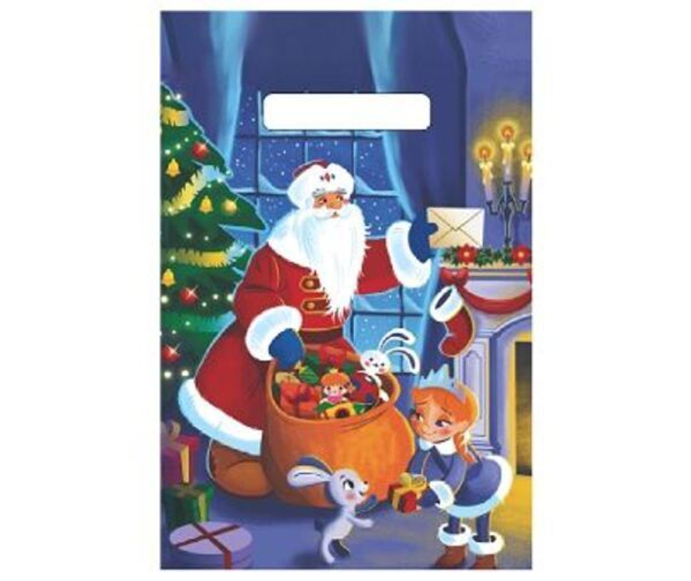 Пакет ПЭ с вырубной неусиленной ручкой 30*20см «Всем подарки» Артпласт