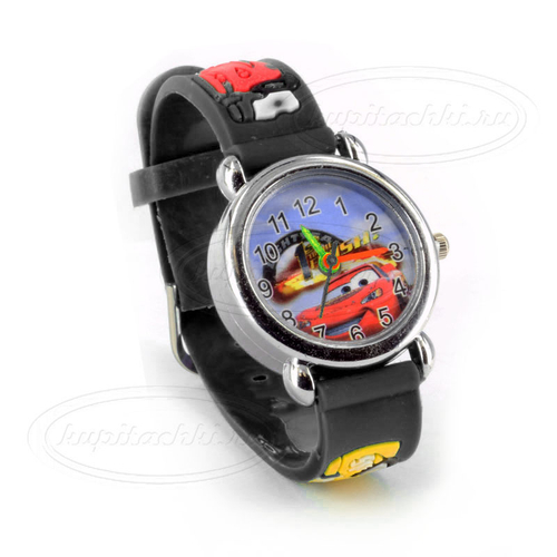 Часы наручные с черным браслетом "Тачки"