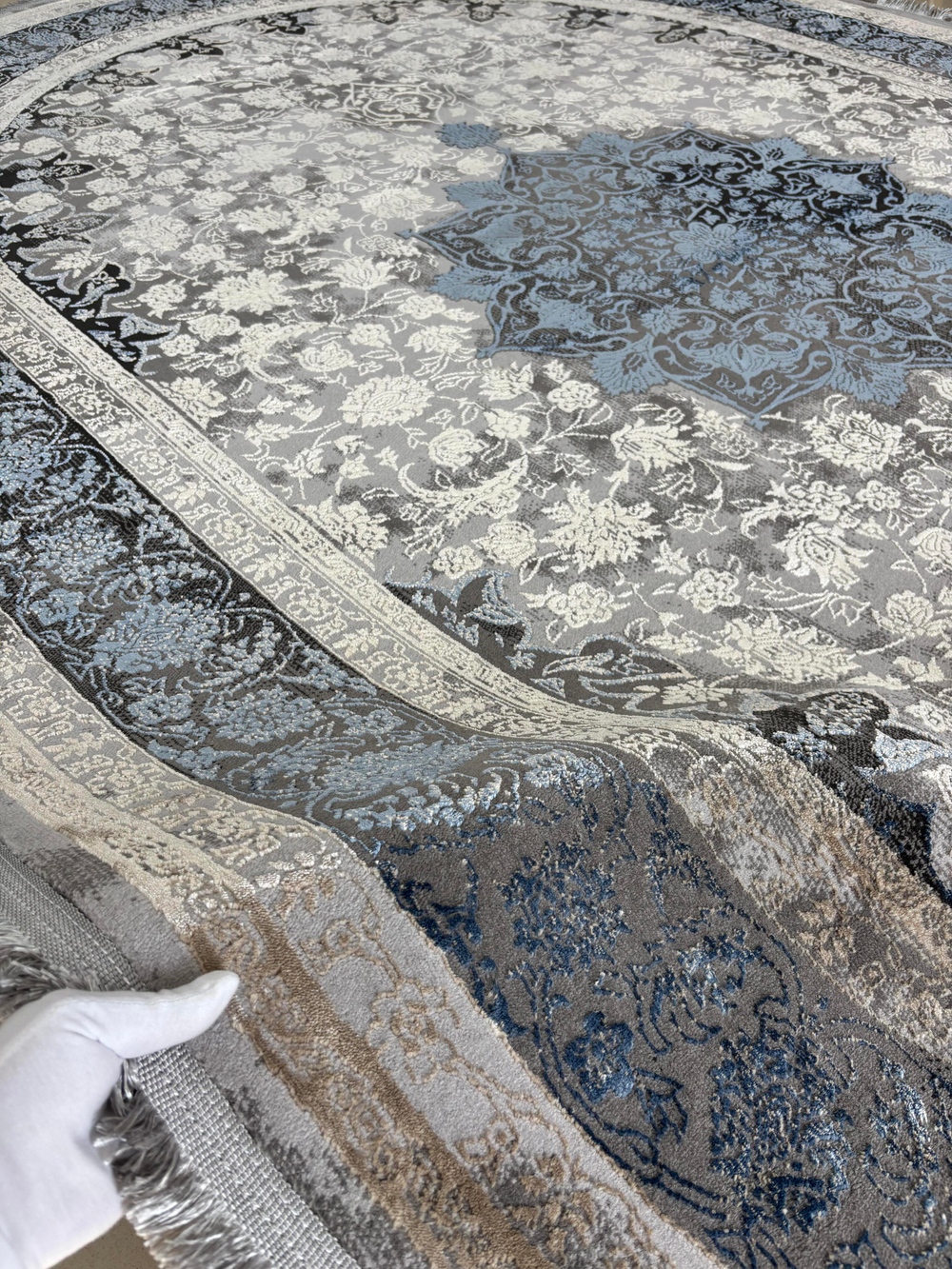 Ковер Zara Collection (200*280 см) - Ivore/Blue, орнамент/овал