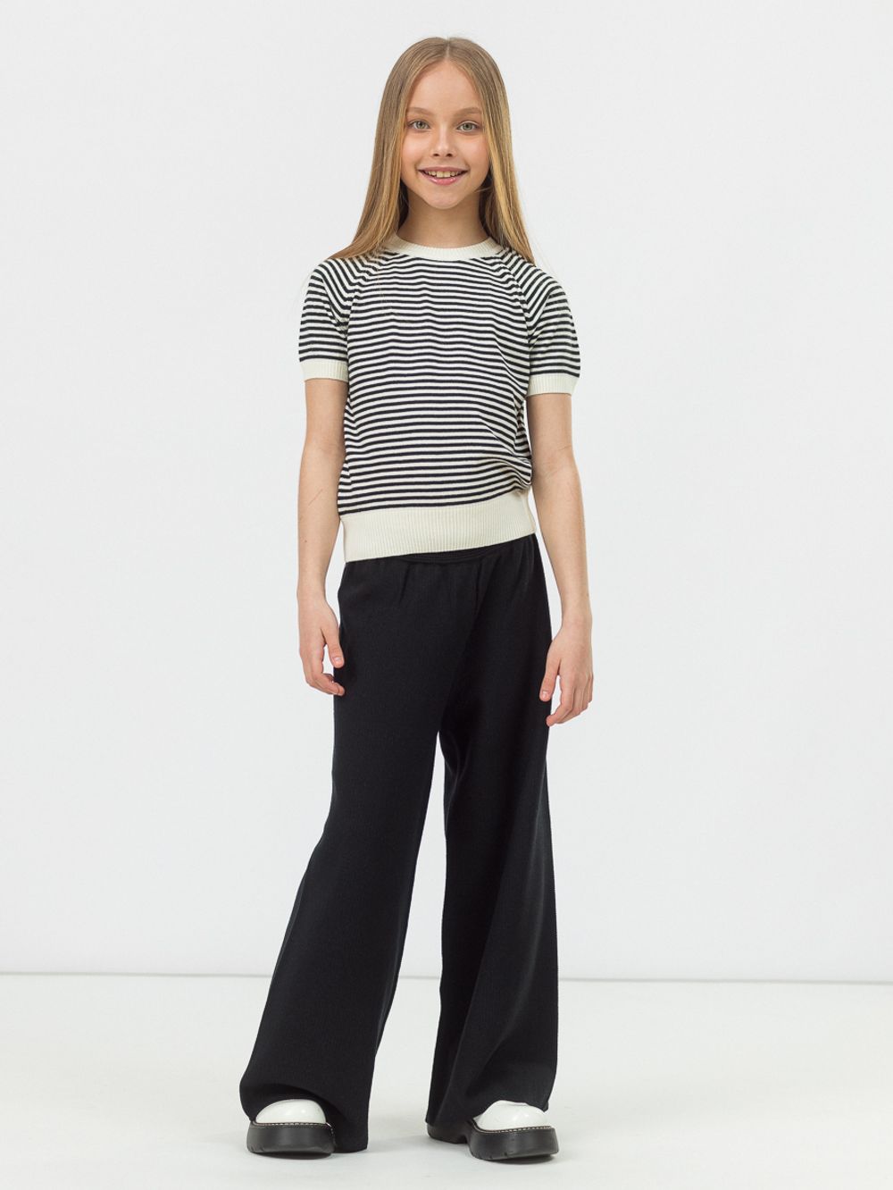Брюки широкие для девочки AT991 черный