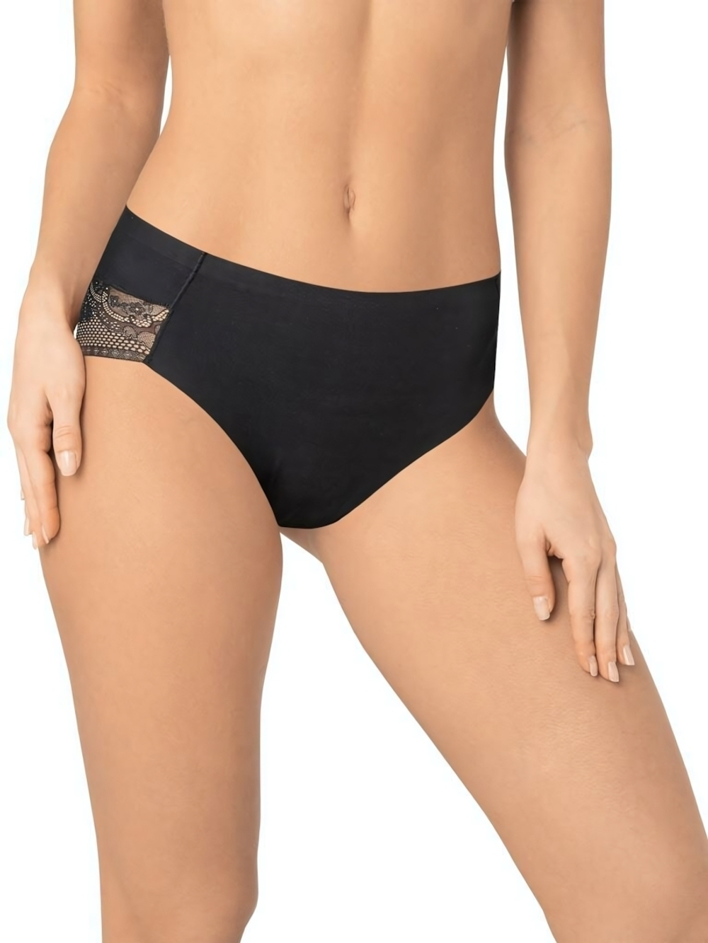 Трусики-макси с соблазнительными кружевными элементами (Размер: L) (Цвет: бежевый)