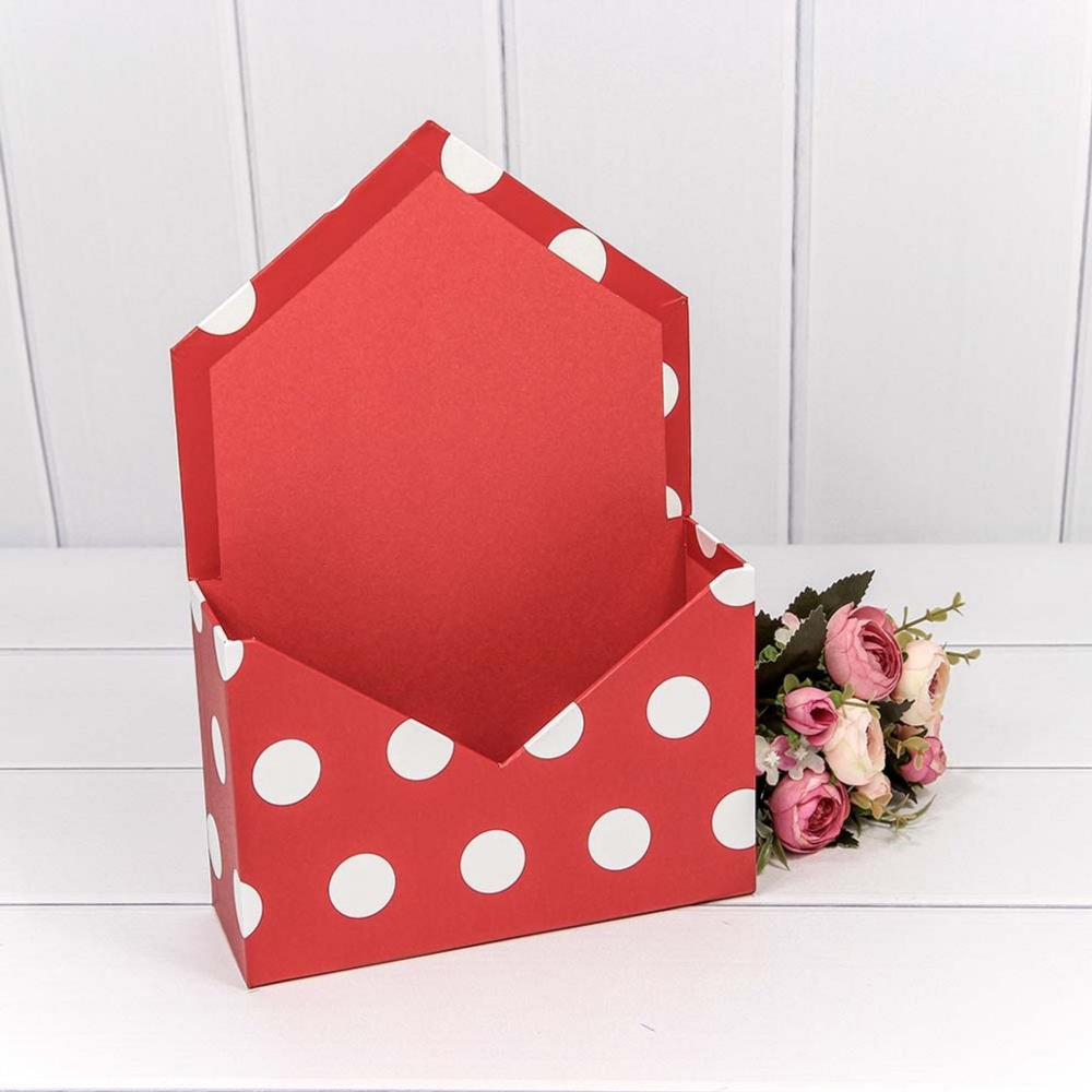 Коробка 20х30х7 см "Горошек" Конверт (Красный)