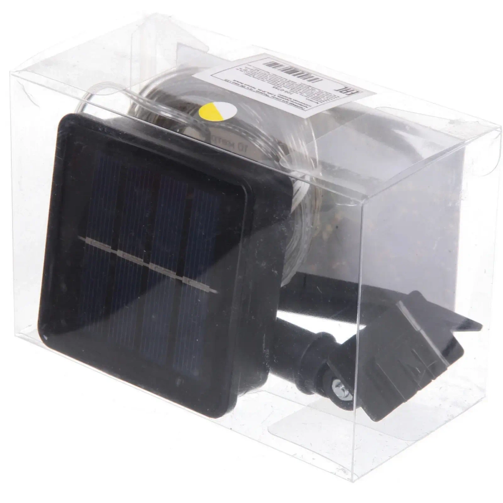 Гирлянда для улицы «Росинка» 10 м 100 ламп LED проволочн.провод, 8 реж.,IP-54, Теплый белый (солнечная батарея)