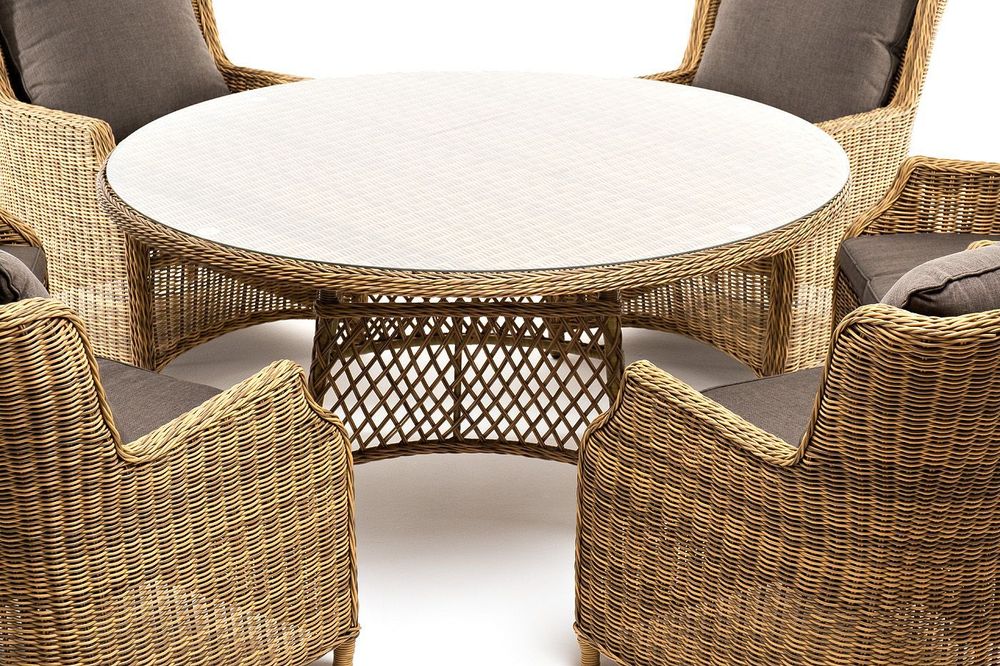 "Эспрессо–150 N" обеденная группа плетеная, цвет соломенный