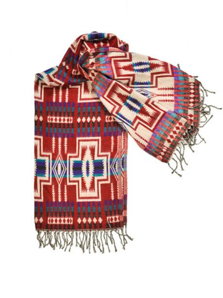 Палантин теплый с орнаментом Навахо