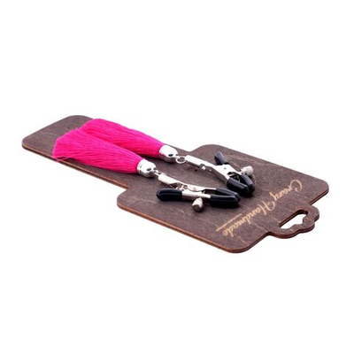 Зажимы на соски с розовыми кисточками из шелка (Цвет: розовый)