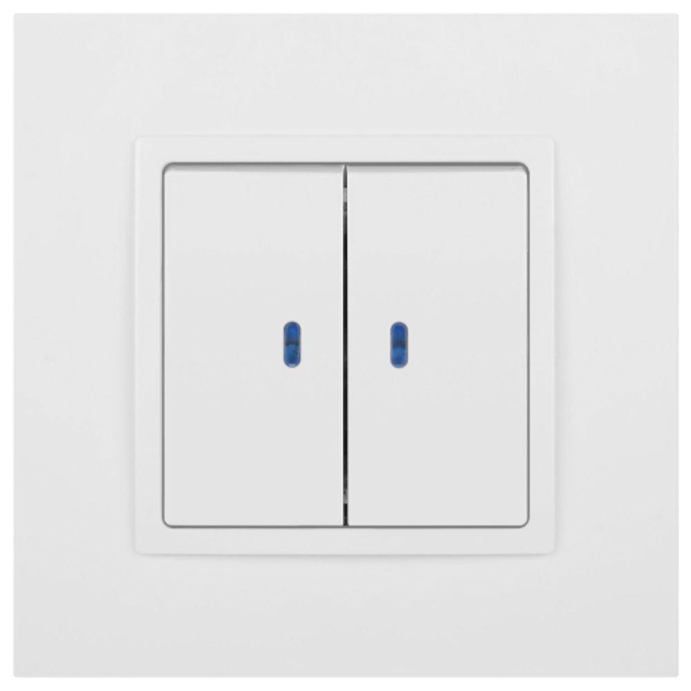 Выключатель ЭРА Elegance 14-1105-01М двойной с подсветкой, 10АХ-250В, белый матовый