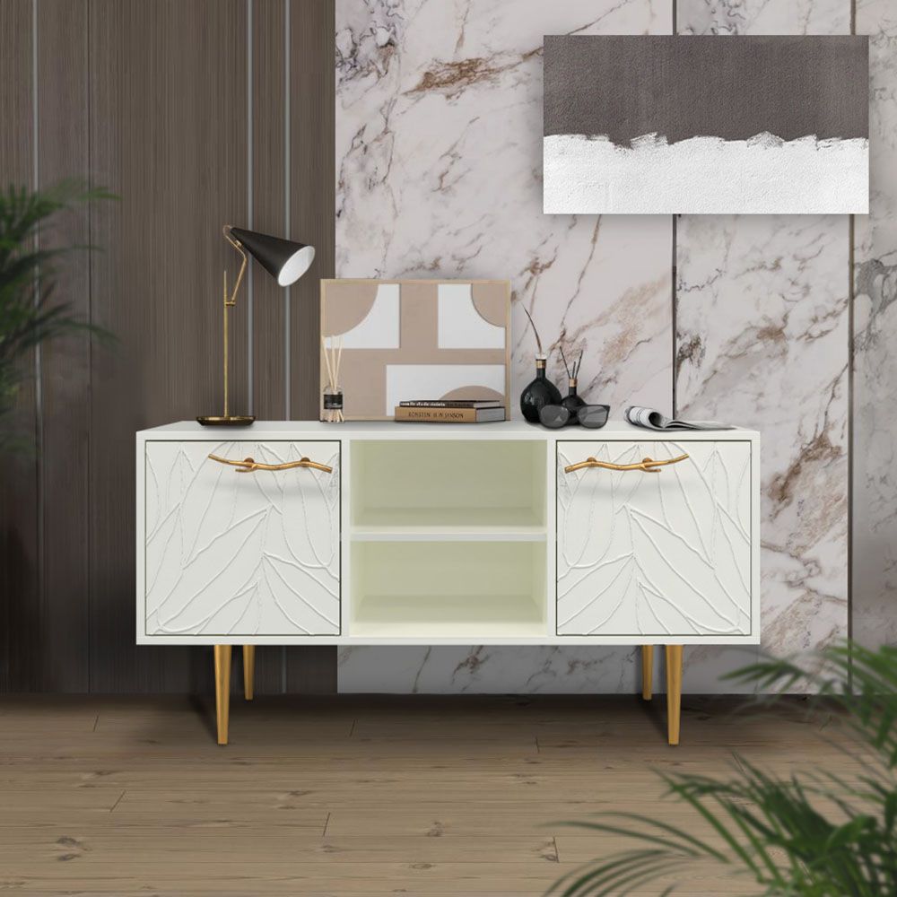 Тумба под ТВ Арт Колор leaves 117см Стайл Голд Белый опал