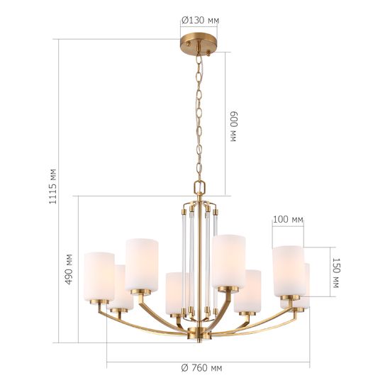 SL1403.303.08 Люстра подвесная ST-Luce Латунь/Прозрачный E27*8 40W BRASS