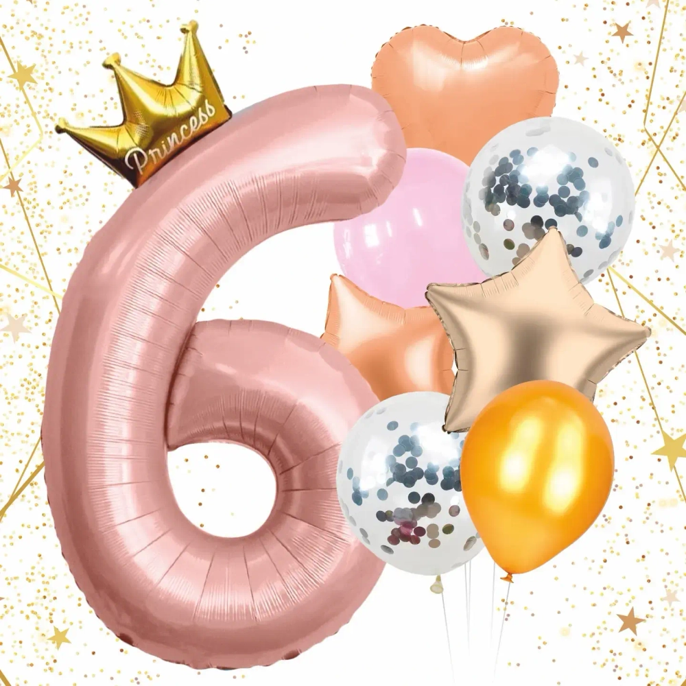 Набор шаров 8 шт «6 - Prince», розовый (цирфа + 7 шаров)