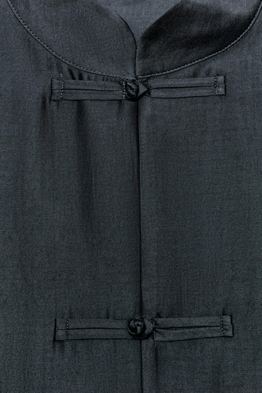 ZARA АТЛАСНАЯ РУБАШКА С ЗАСТЕЖКОЙ НА ПЕТЛИ ZW COLLECTION, МОРСКОЙ СИНИЙ
