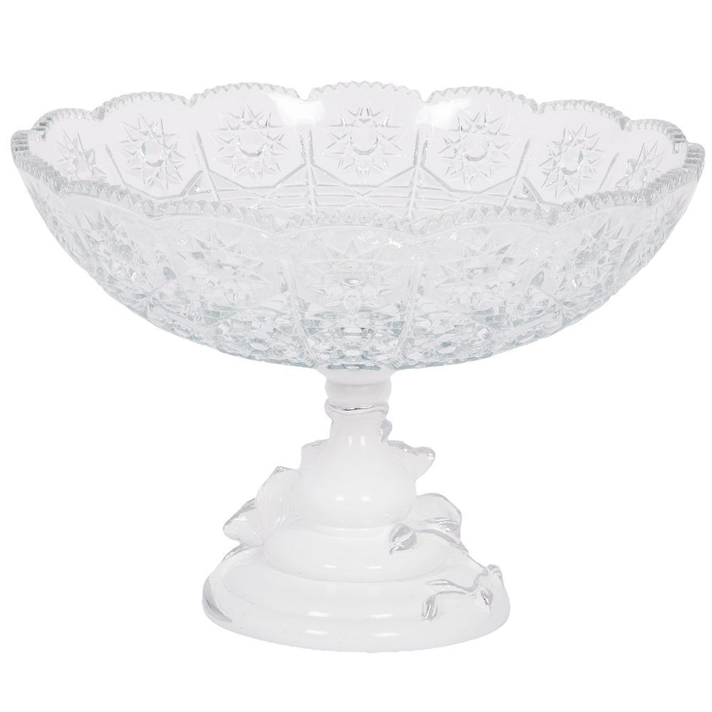 Фруктовница-конфетница Орхидея Лелия со стеклянной чашей 7373 Серебро