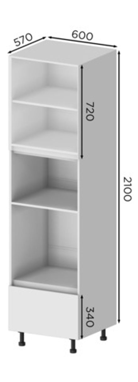 Кухня Модуль ПДМ 600 пенал духовка и микроволновка Белый / Зеленый