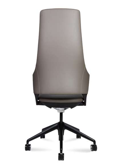 Кресло офисное Норден / Хан / Han / серая кожа / черная алюминиевая база