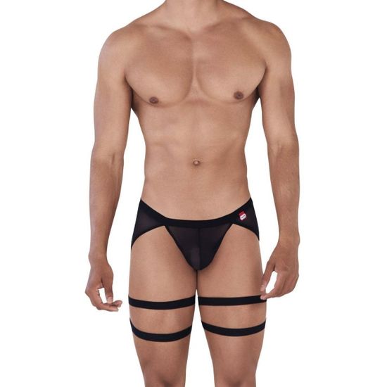 Мужские трусы тонги черные Pikante REBEL THONG GARTER BELT 034511