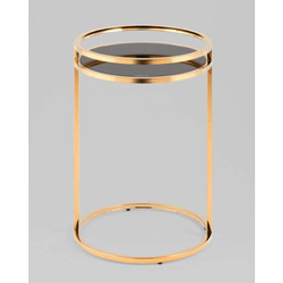 Журнальный столик Гестия 41*60см стекло черное сталь золото