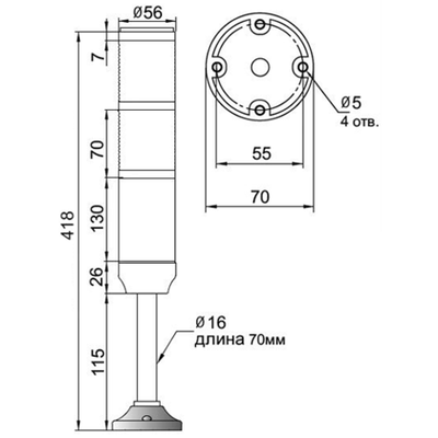 Светосигнальная колонна INNOCONT TL56B-024-RY