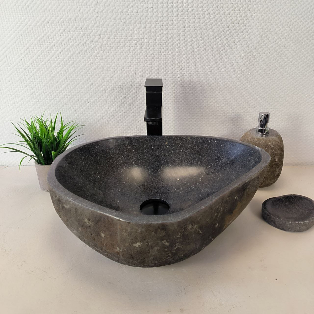 Раковина из речного камня RS-66014 48х38х15 из натурального камня