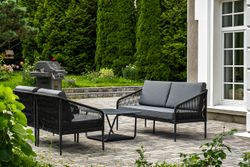 "Канны" лаунж-зона 4-местная плетеная из роупа (веревки), цвет темно-серый