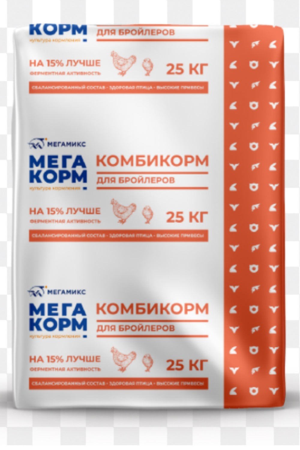 Комбикорм «Мегакорм» для бройлеров (Рост), 25 кг