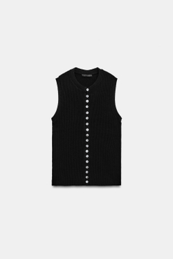 ZARA ТОП НА ПУГОВИЦАХ, ЧЕРНЫЙ