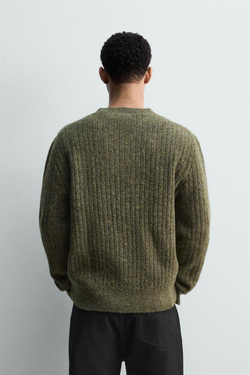 ZARA СВИТЕР В РУБЧИК С ПУГОВИЦАМИ, ЗЕЛЕНЫЙ