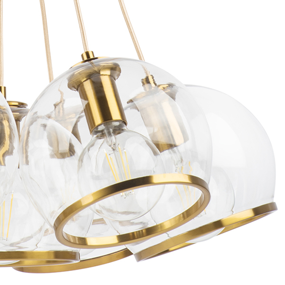 729071 Люстра SFERICO 7х40W E27 ЛАТУНЬ/ПРОЗРАЧНЫЙ