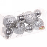 Новогодние шары 6/4 см (набор 8 шт) «Яркий восторг», Серебро