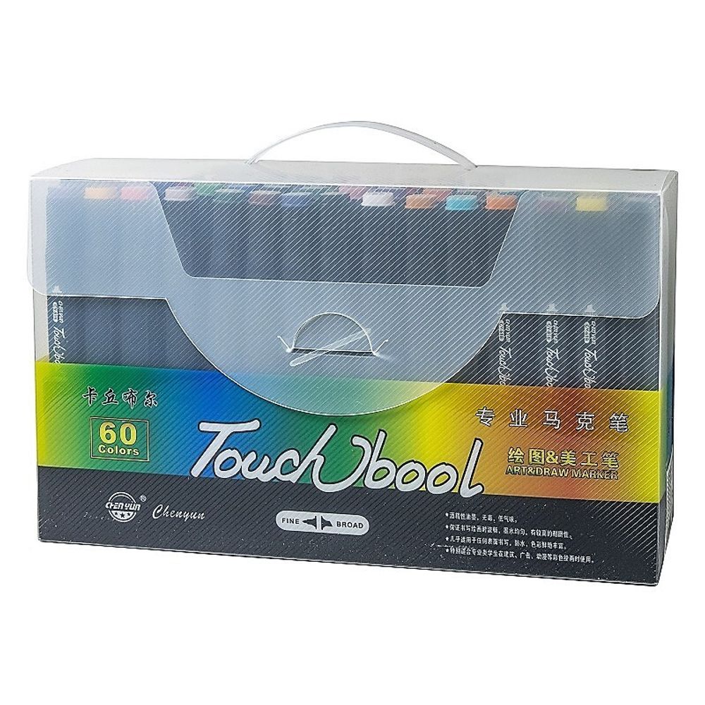 Набор маркеров для скетчинга 60цв, 2,0-6,0мм, Тouch Cool двусторонние, Egoist