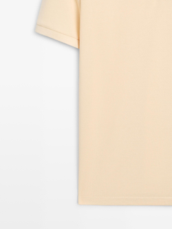 Massimo Dutti Поло из рельефного хлопка, ванильный