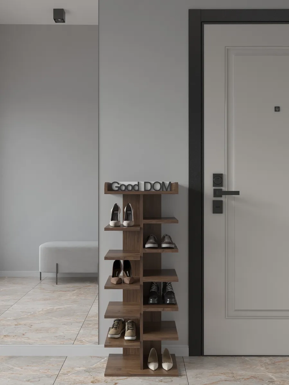 Обувница напольная высокая деревянная в прихожую