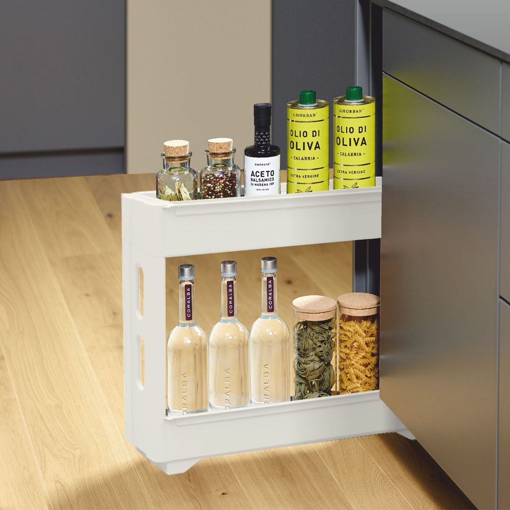 Этажерка 2-х секционная узкая на колесиках "Keeplex Regular", 53,7*13,8*45см, белое облако