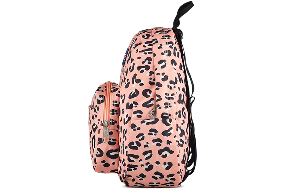 JanSport Polyester Backpack Mini Unisex Pink Leopard Print