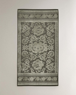 ZARA HOME ЖАККАРДОВОЕ БАННОЕ ПОЛОТЕНЦЕ ИЗ ВЕЛЮРА, ЗЕЛЕНЫЙ