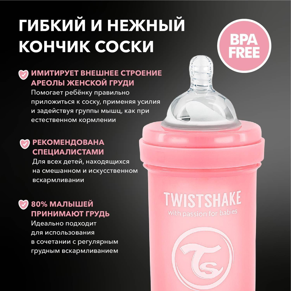 Антиколиковая бутылочка Twistshake для кормления 180 мл