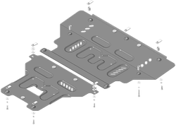 Защита картера двигателя, КПП, Гидроусилителя. 2 мм, Сталь. для Audi A6 Allroad 2012-2018, Motodor.70105