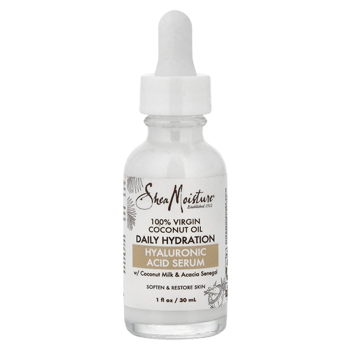 SheaMoisture, 100% кокосовое масло первого отжима, сыворотка с гиалуроновой кислотой для ежедневного увлажнения, 30 мл (1 жидк. унция)