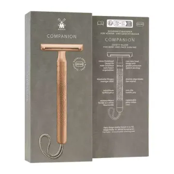 Т-образная бритва MUEHLE COMPANION, розовое золото, бежевый акцент