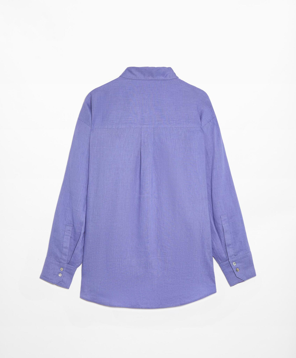 Oysho Льняная рубашка, лавандовый