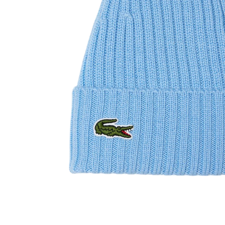 Шапка зимняя Lacoste Unisex Ribbed Wool Beanie - blue