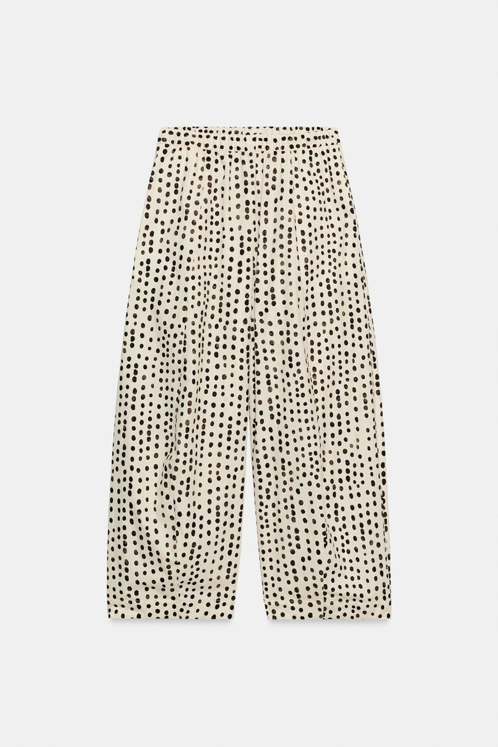 ZARA БРЮКИ В ПИЖАМНОМ СТИЛЕ В ГОРОШЕК — ZW COLLECTION, ЭКРЮ/ЧЕРНЫЙ