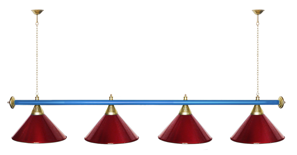 Лампа STARTBILLIARDS 4 пл. (плафоны зеленые,штанга золотая,фурнитура золото)