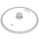 Крышка для посуды стекло, 28 см, Daniks, Мрамор, кноп бакелит,силикон, сер, с силик ободом, HA380