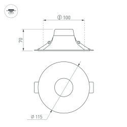 Светильник MS-BLIZZARD-BUILT-R115-10W Warm3000 (BK, 100 deg, 230V) (Arlight, IP20 Металл, 3 года) 036609